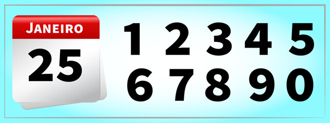 vector calendar number all numbers portuguese