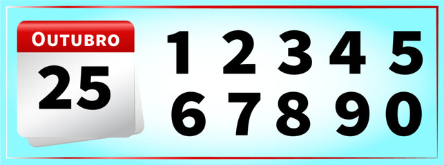vector calendar number all numbers portuguese