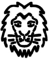 Fototapeta premium Lion head stencil graffiti with spray paint