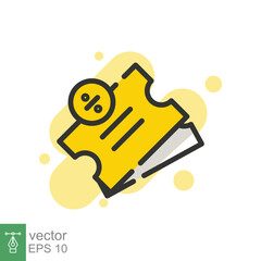 Discount coupon icon. Simple flat style. Voucher, gift, movie ticket, shopping bonus, discount tag, percent, percentage, sale concept. Vector illustration isolated on white background. EPS 10.