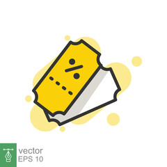 Discount coupon icon. Simple flat style. Voucher, gift, movie ticket, shopping bonus, discount tag, percent, percentage, sale concept. Vector illustration isolated on white background. EPS 10.