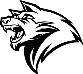 Wolf Head Side Drawing Monochrome Vector illustrations for your work Logo, mascot merchandise t-shirt, stickers and Label designs, poster, greeting cards advertising business company or brands.