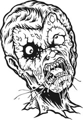 Zombie Head Scream monochrome Vector illustrations for your work Logo, mascot merchandise t-shirt, stickers and Label designs, poster, greeting cards advertising business company or brands.