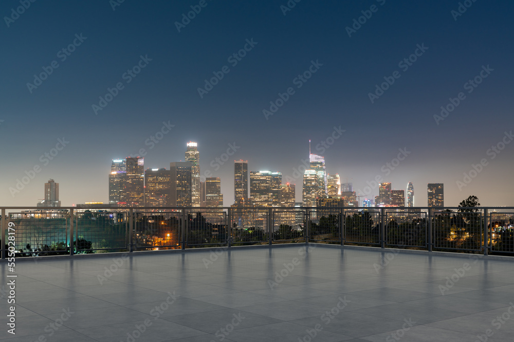 Wall mural skyscrapers cityscape downtown, los angeles skyline buildings. beautiful real estate. night time. em