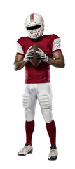 Football Player with a  Red uniform on a transparent background. PNG file.