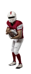 Football Player with a  Red uniform on a transparent background. PNG file.