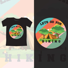 Lets go for hiking typography  T-shirt design with illastration