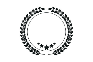 Laurel wreath of victory icon black silhouette of round laurel foliage wheat depicting award achievement heraldry nobility design