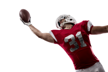 Football Player with a  Red uniform on a transparent background. PNG file.