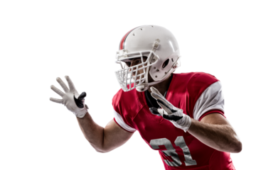 Football Player with a  Red uniform on a transparent background. PNG file.