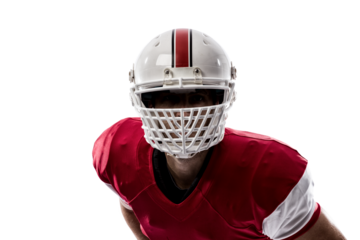Football Player with a  Red uniform on a transparent background. PNG file.