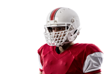 Football Player with a  Red uniform on a transparent background. PNG file.