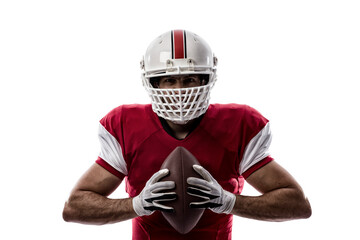 Football Player with a  Red uniform on a transparent background. PNG file.