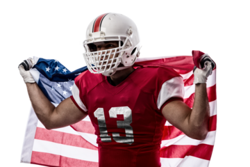 Football Player with a  Red uniform on a transparent background. PNG file.
