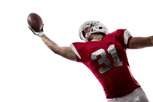 Football Player with a  Red uniform on a transparent background. PNG file. - Powered by Adobe