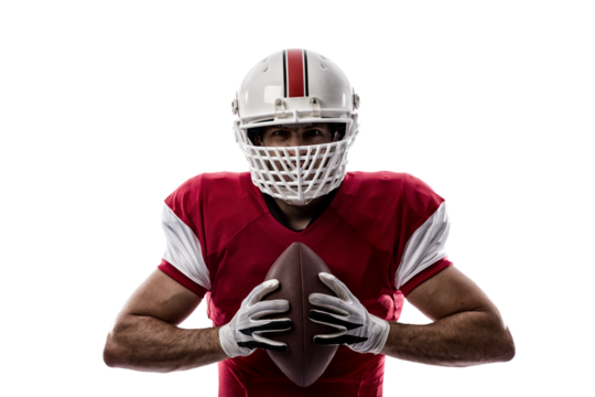Football Player with a  Red uniform on a transparent background. PNG file.