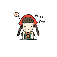 missing you, cartoon freehand drawn style