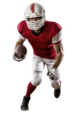 Fototapeta na wymiar Football Player with a Red uniform on a transparent background. PNG file.