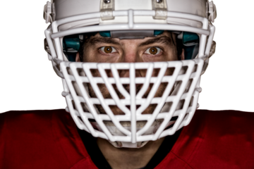 Football Player with a  Red uniform on a transparent background. PNG file.