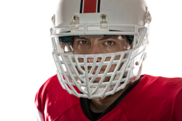Football Player with a  Red uniform on a transparent background. PNG file.