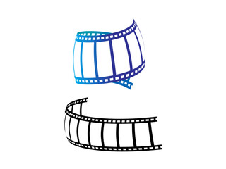 Fototapeta na wymiar Film Strip icon. Movies Flim background with Flim roll. Film Strip icon. Black filled vector illustration. Film Strip symbol on white background.