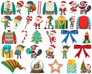 Naklejka premium Christmas characters and elements set