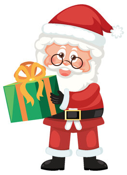 Santa Claus holding present box