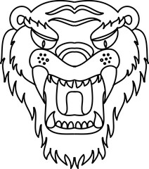 Tiger face sticker vector.Tiger head traditional tattoo.Vector of Japanese tiger for sticker or printing on T-shirt.line for doodle art and illustration for coloring book.