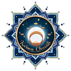 Obraz premium Happy Karva Chauth Banner Design