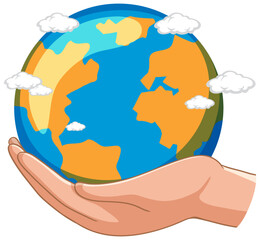 A hand holding globe