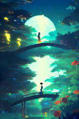 Bridge of Destiny - Anime-inspired Illustration 