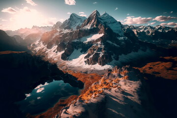 Dramatic  view of snow covered mountains
