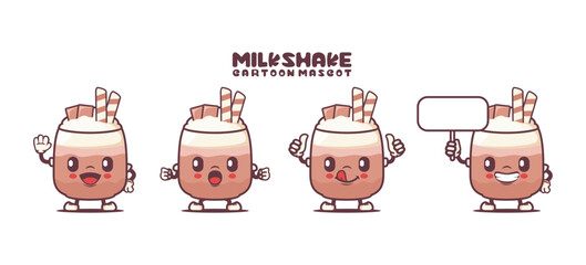 milk shake cartoon mascot. drinks vector illustration