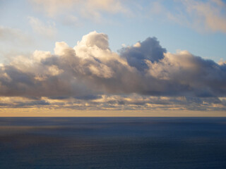 Cumulus clouds over Tasman sea