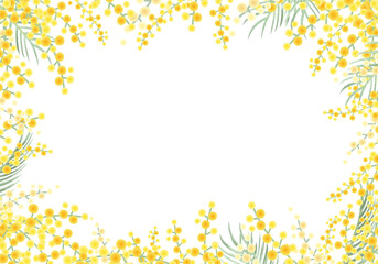 ミモザのベクターイラストフレーム背景