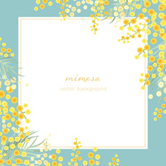 ミモザのベクターイラストフレーム背景