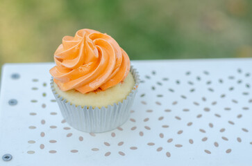 Pequeños quequitos de vainilla recién horneados.