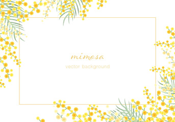 ミモザのベクターイラストフレーム背景