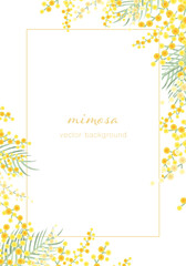 ミモザのベクターイラストフレーム背景
