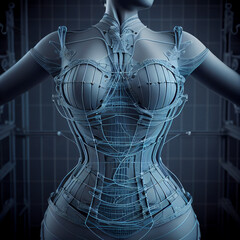 Blueprint of a dress created with generative AI technology