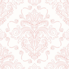 Classic seamless vector pattern. Damask pink orient ornament. Classic vintage background. Orient pattern for fabric, wallpapers and packaging