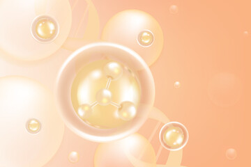 Hyaluronic acid hair and skin solutions ad, creamy collagen serum drop with cosmetic advertising background ready to use, illustration vector.	