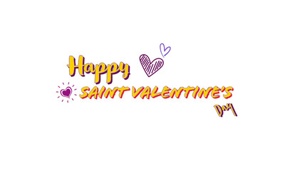 Fototapeta na wymiar Colorful Happy Saint Valentine's Day lettering, white, isolated background for february 14, lovers or couples