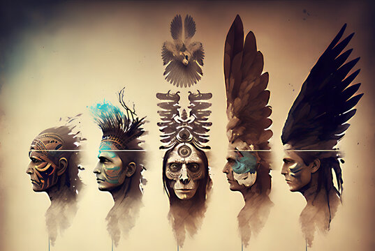 Identity expressed in an alternative style via masks. Multiple masks integrated with landscapes in a double exposure style.