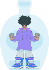 A man is a hostage inside a bottle. Dependence on alcohol.