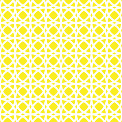 White interlocking circle shape on yellow background.	