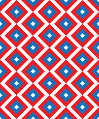Red and blue diagonal square pattern. Red and blue stripes pattern on white background. Colorful diagonal wallpaper. Abstract background.