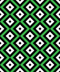Black and white diagonal square pattern. Black and white stripes pattern on green background. Colorful diagonal wallpaper. Abstract background.