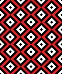 Black and white diagonal square pattern. Black and white stripes pattern on red background. Colorful diagonal wallpaper. Abstract background.