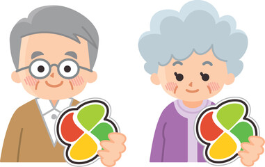 高齢者運転標識を持ったシニアドライバー